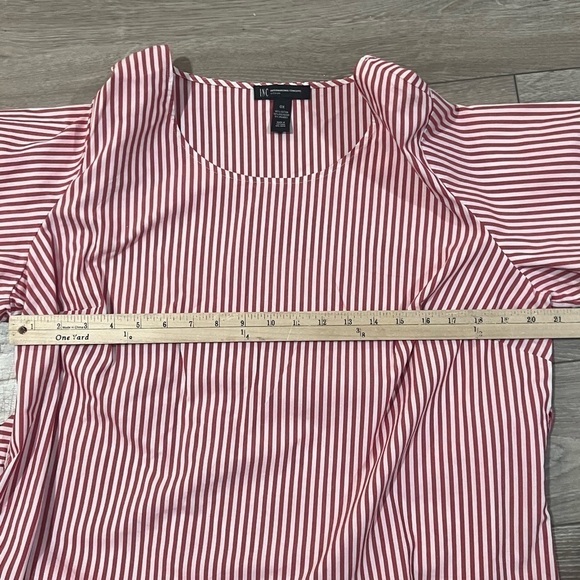 International Concepts INC Plus Size 0X Tucked Sleeve Shirt Stripe - Picture 6 of 9